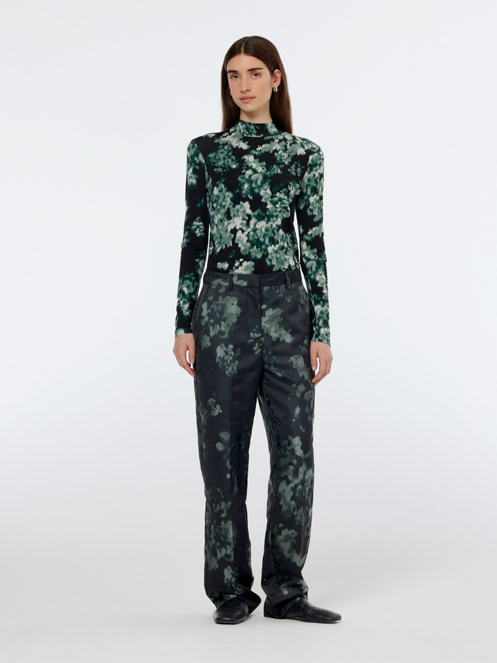 Ripple floral jacquard straight leg pant