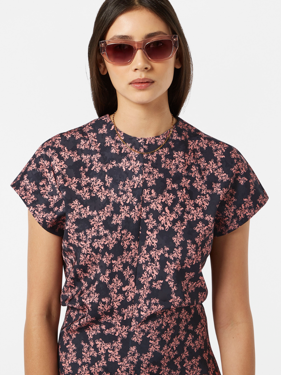 Midi Satin Jacquard Dress