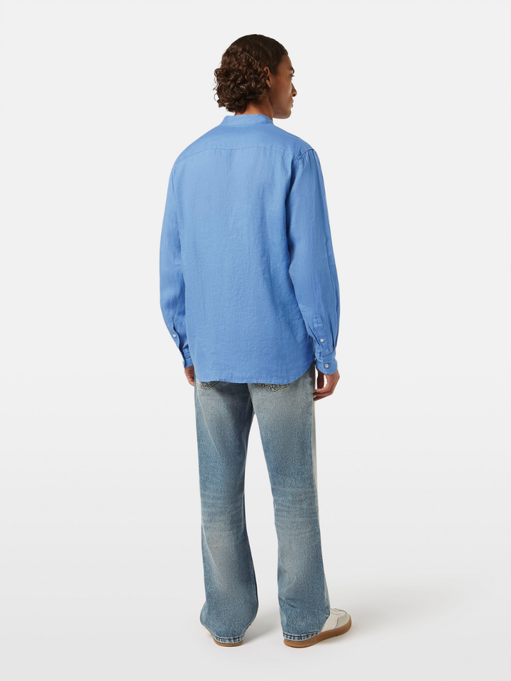 Seasonal Core-Regular-Fit Linen Stand-Up Collar Shirt