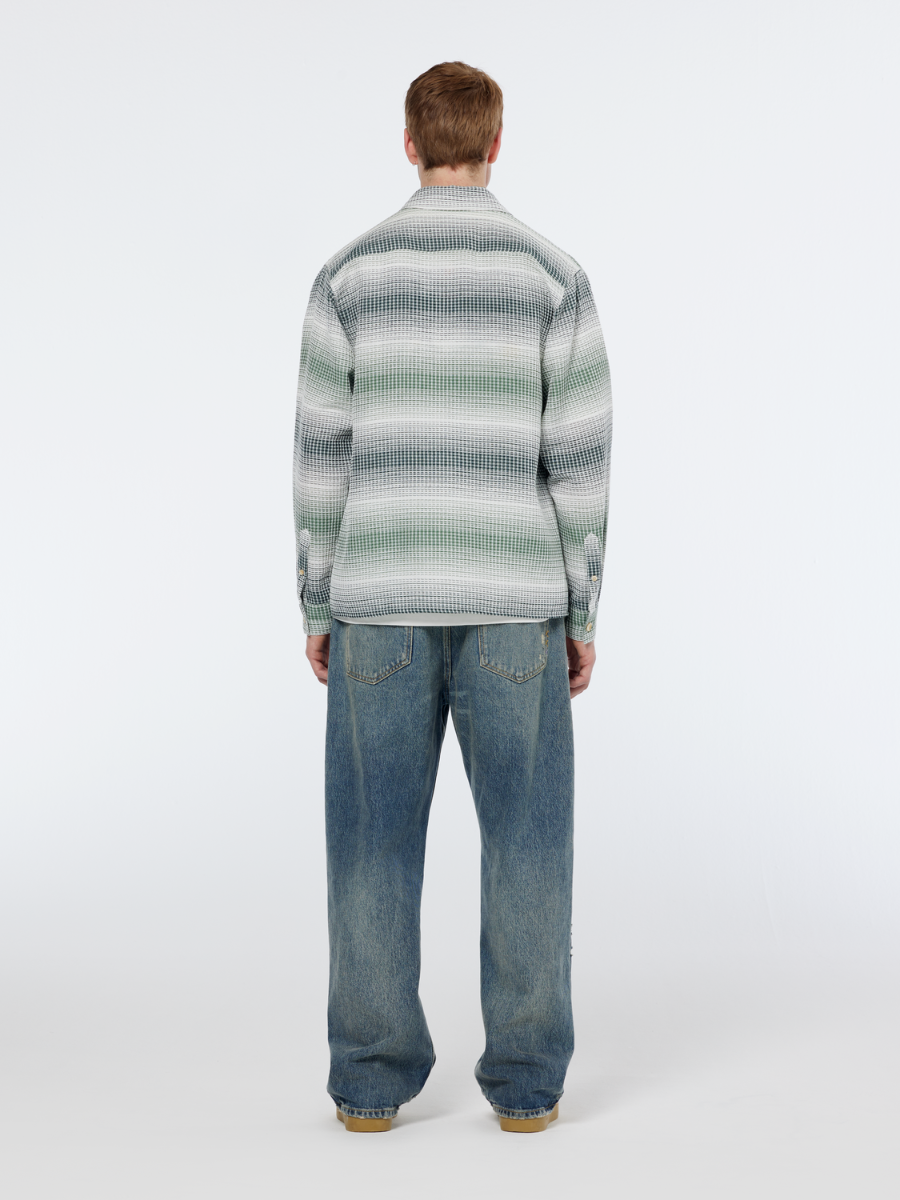 Relaxed-Fit Stripe Waffle Shirt