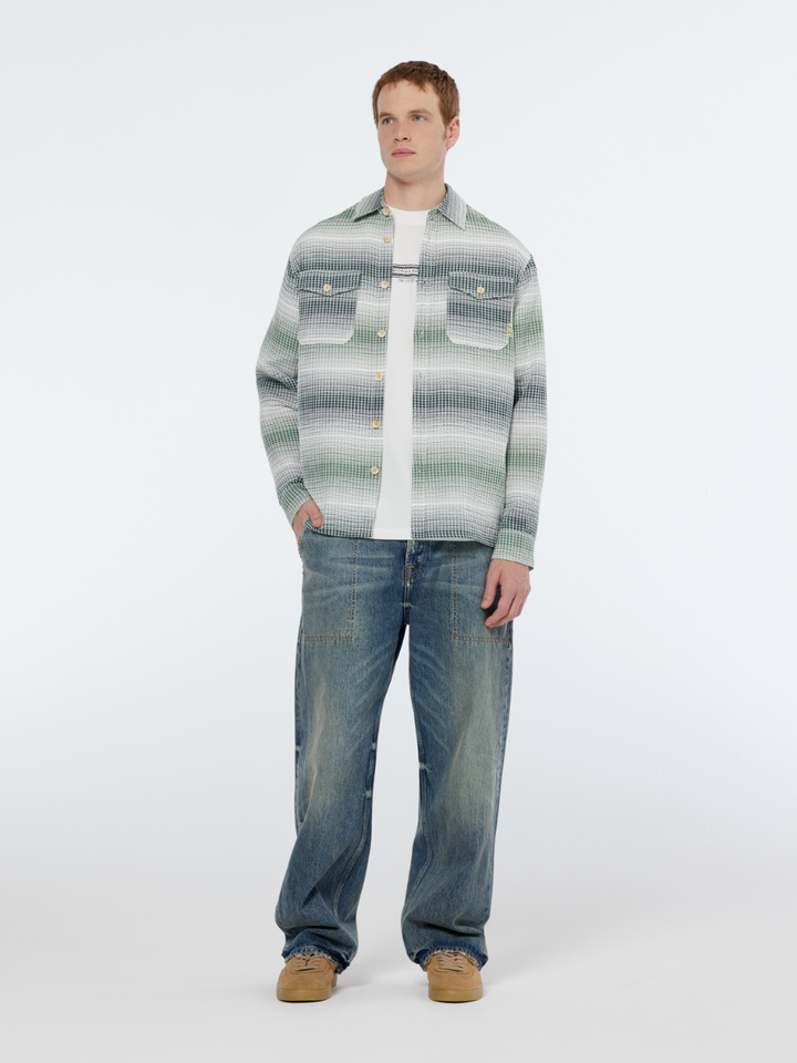 Relaxed-Fit Stripe Waffle Shirt
