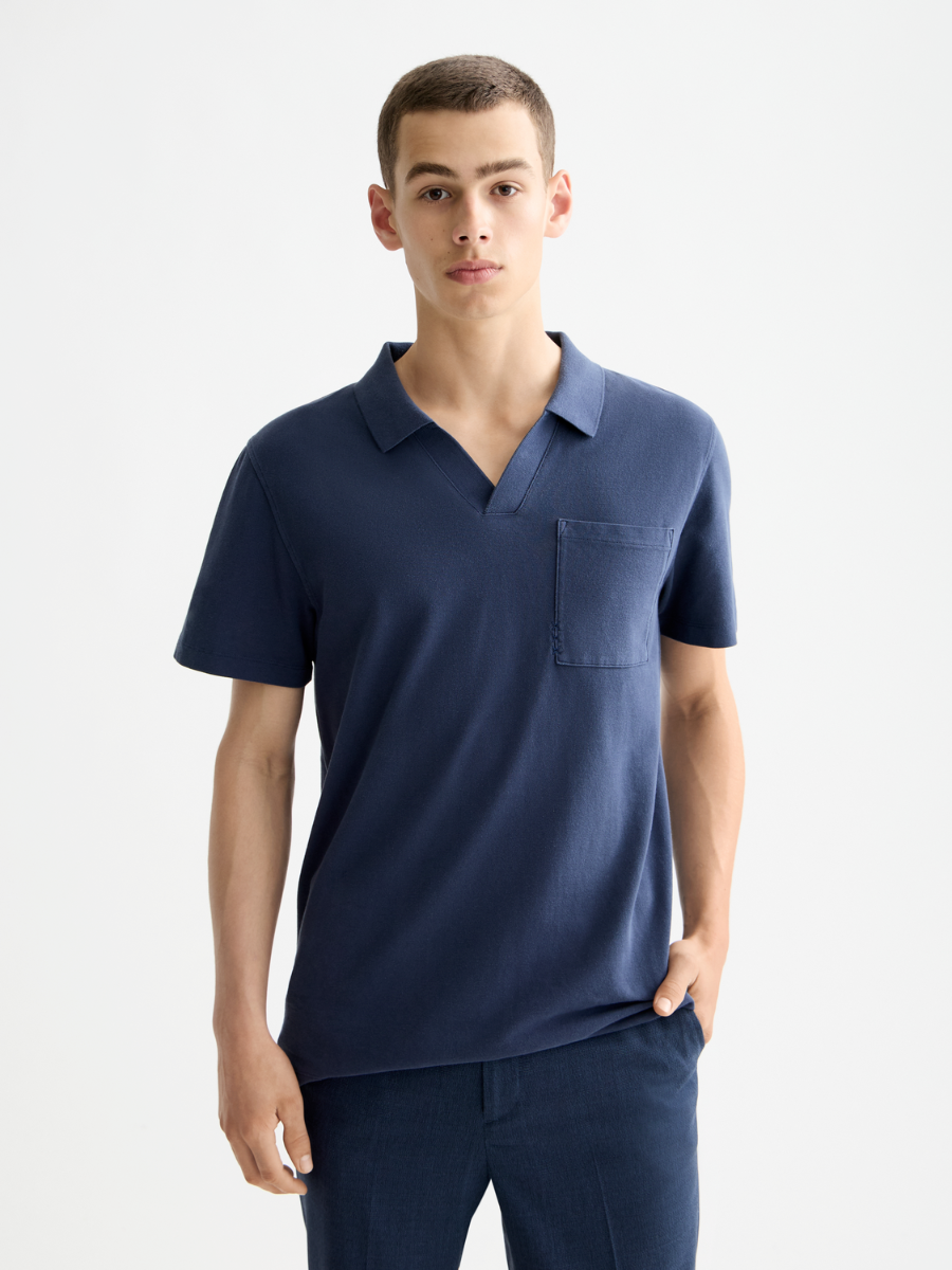 Garment-Dyed Pique Relaxed Fit Pocket Polo