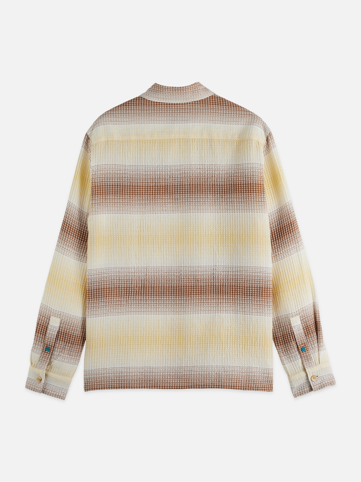 Waffle Structure Stripe Shirt