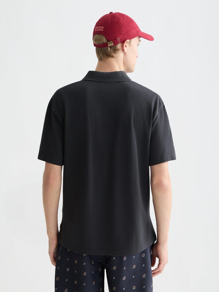 3 Crosses Pique Relaxed Garment-Dyed Polo