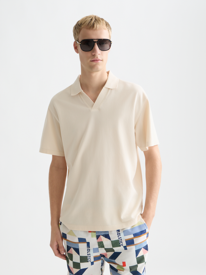 3 Crosses Pique Relaxed Garment-Dyed Polo