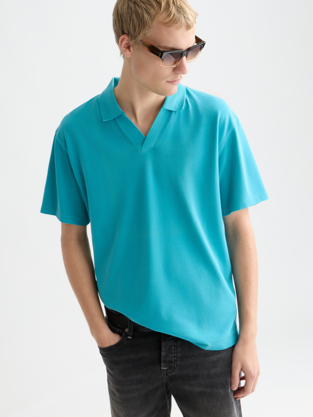 3 Crosses Pique Relaxed Garment-Dyed Polo