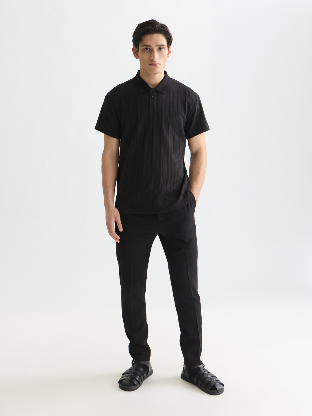 Structured Ribbed Relaxed Polo