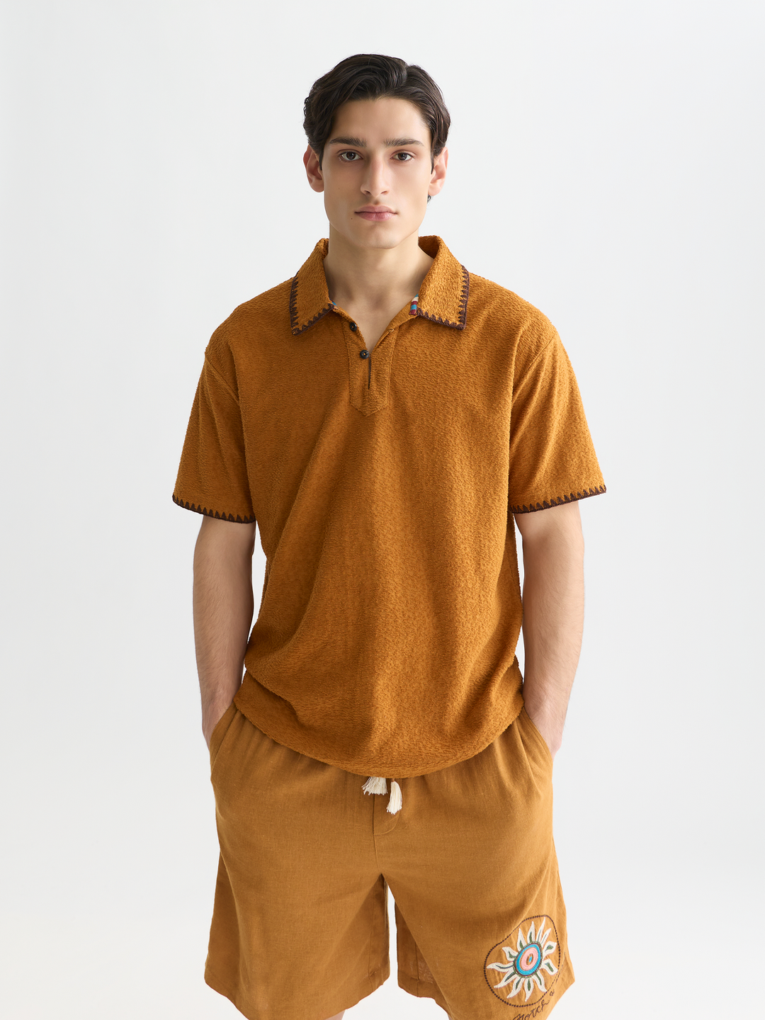 Relaxed Jacquard Towelling Polo