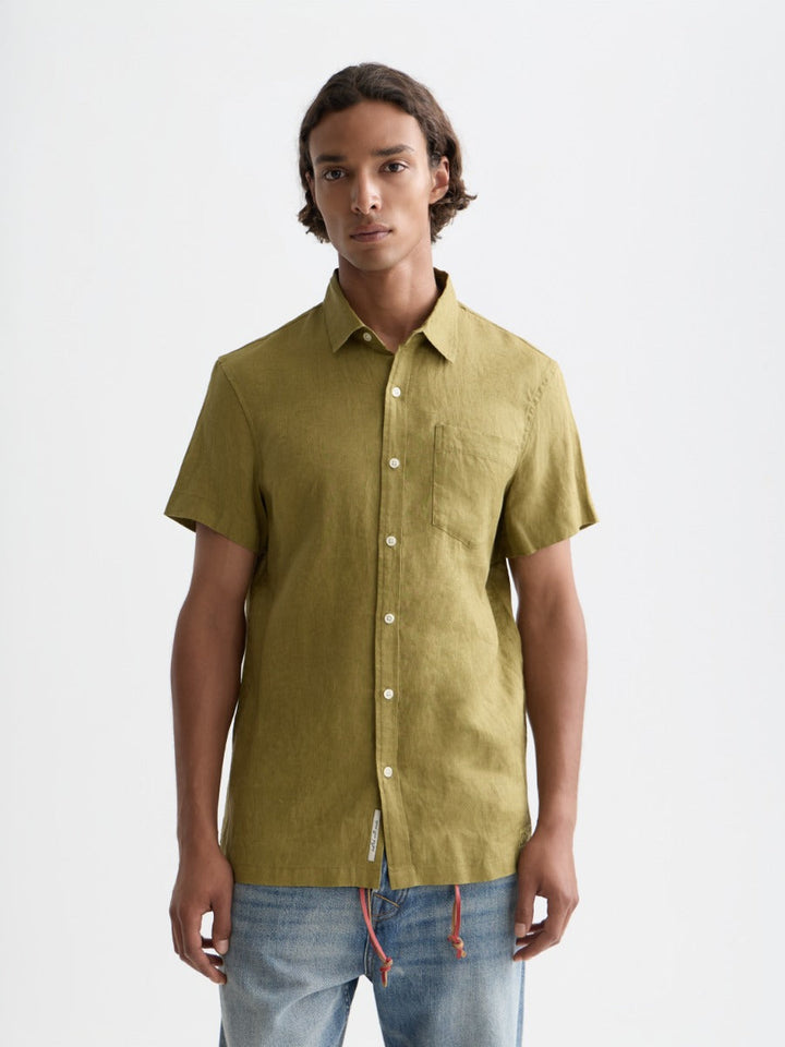 Seasonal core linen regular-fit short sleeve shirt