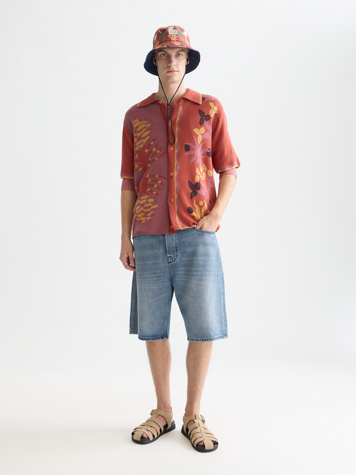 Knitted Jaquard Short Sleeve Shirt