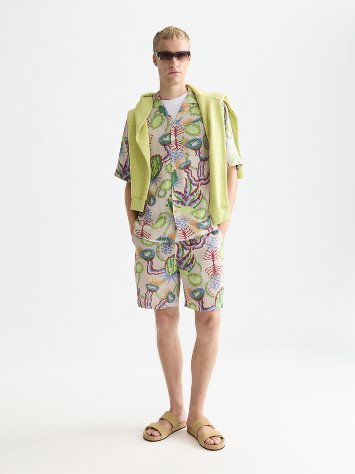 Printed Tencel Relaxed Short Sleeve Shirt