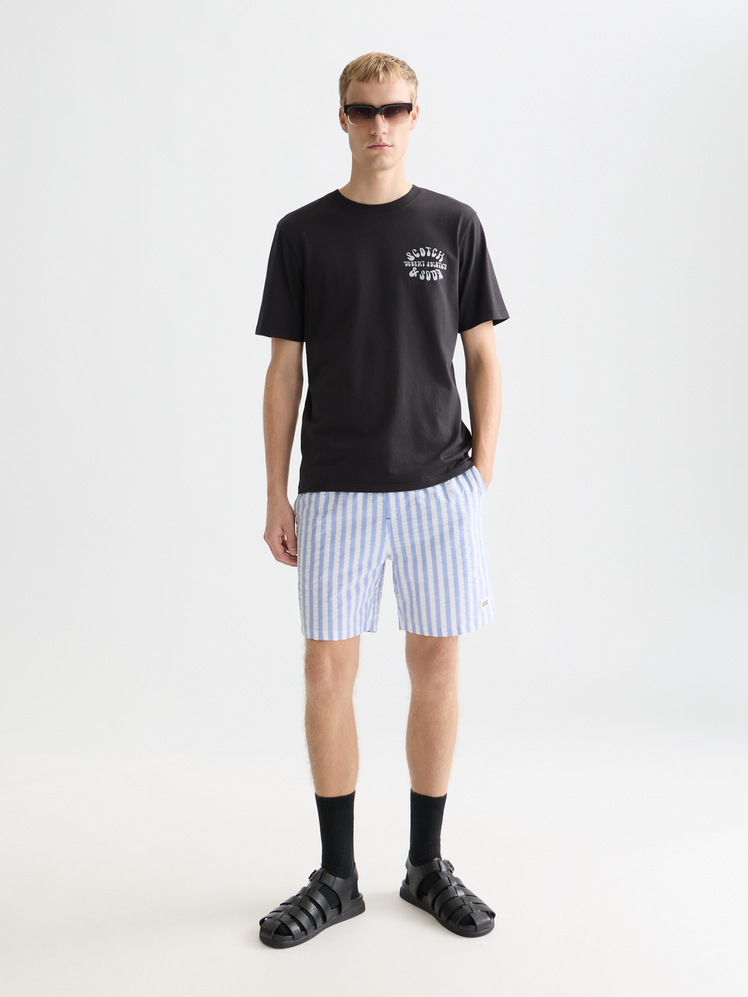 Striped Mid-Length Swim Shorts
