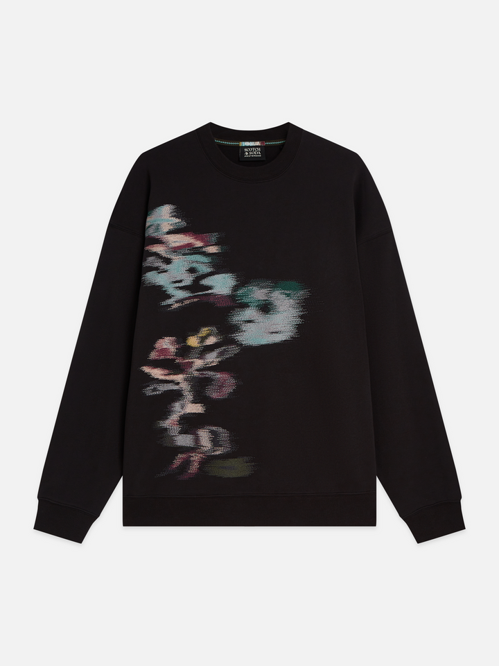 Placed embroidered artwork loose-fit sweatshirt