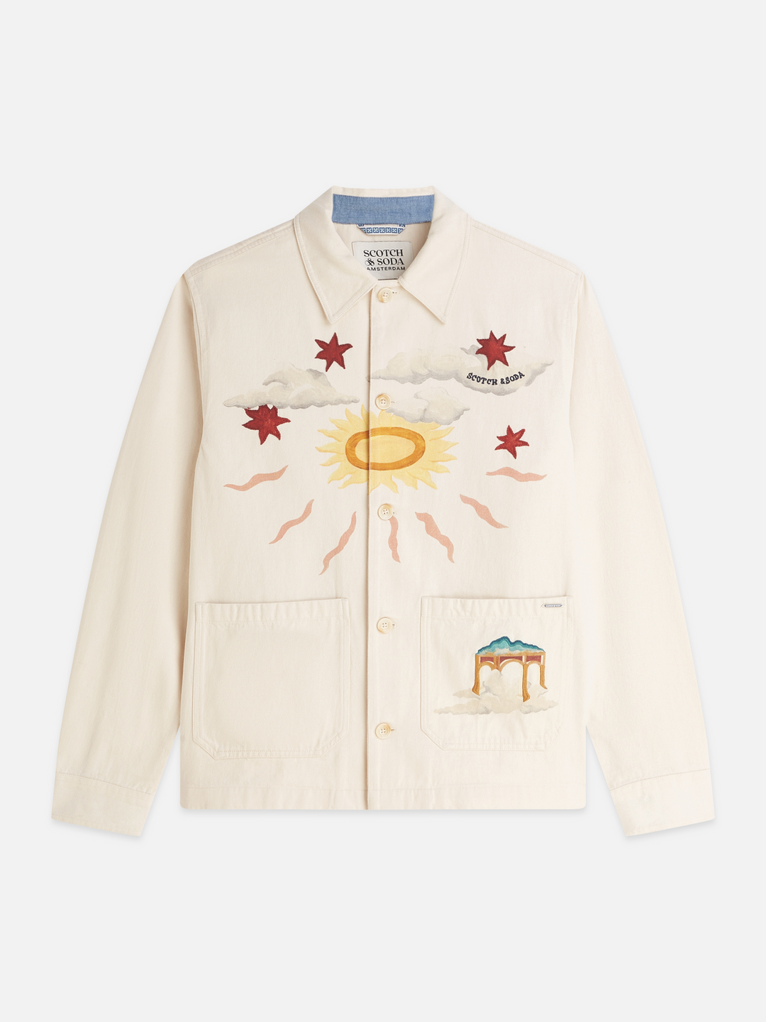 Printed cotton twill overshirt