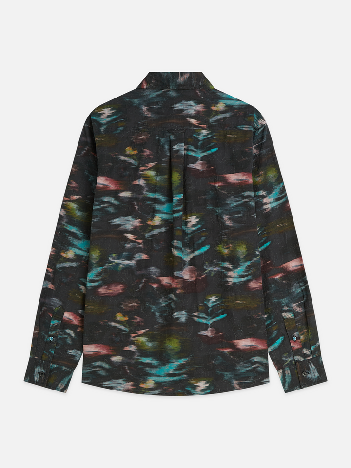 Printed embroidered relaxed-fit shirt