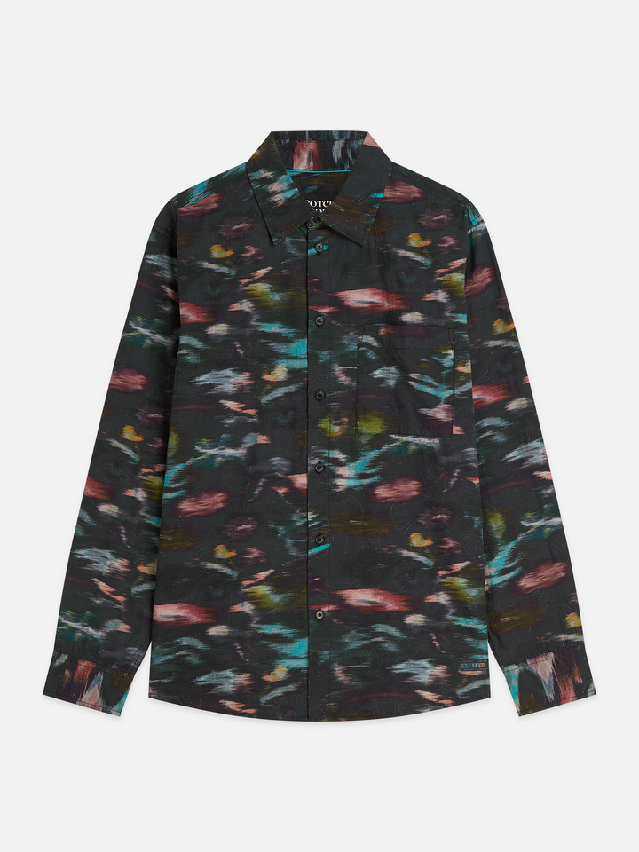 Printed embroidered relaxed-fit shirt
