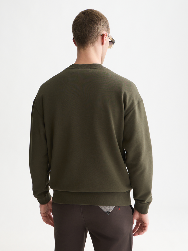 Front embroidered artwork relaxed-fit sweatshirt