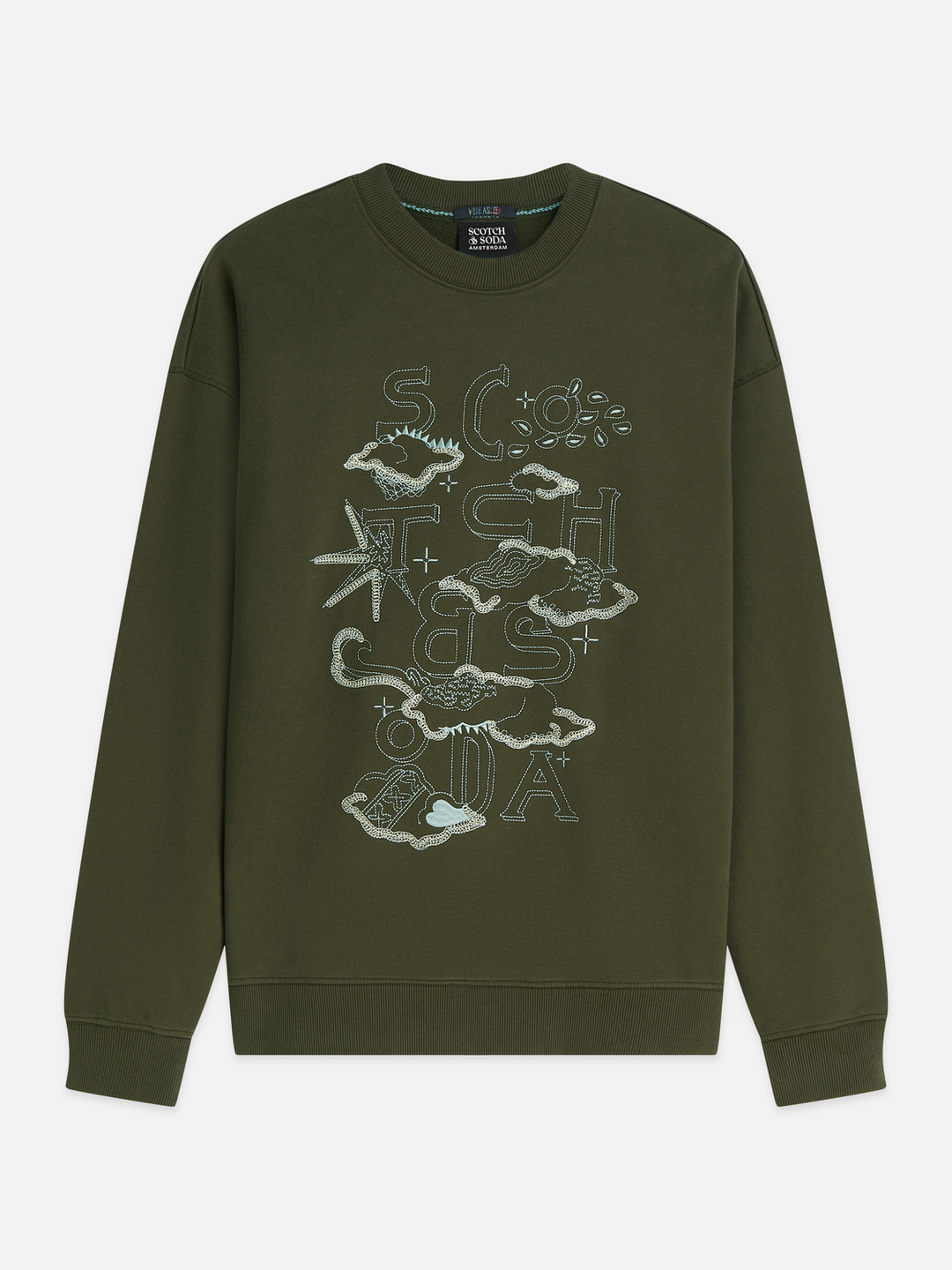 Front embroidered artwork relaxed-fit sweatshirt