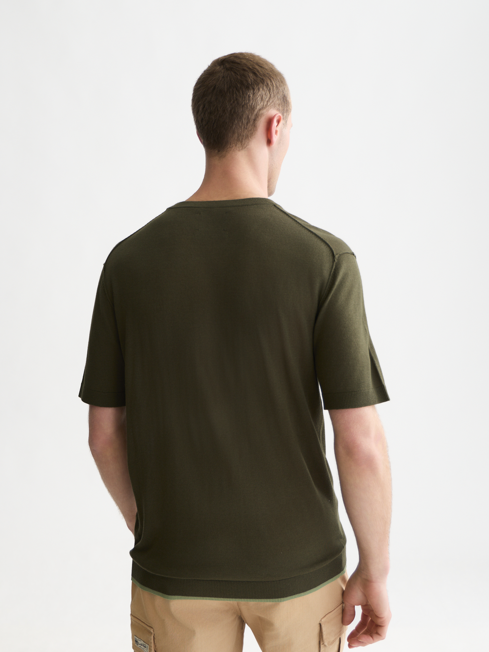 Knitted wool-blend relaxed-fit T-shirt