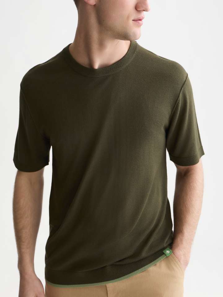Knitted wool-blend relaxed-fit T-shirt