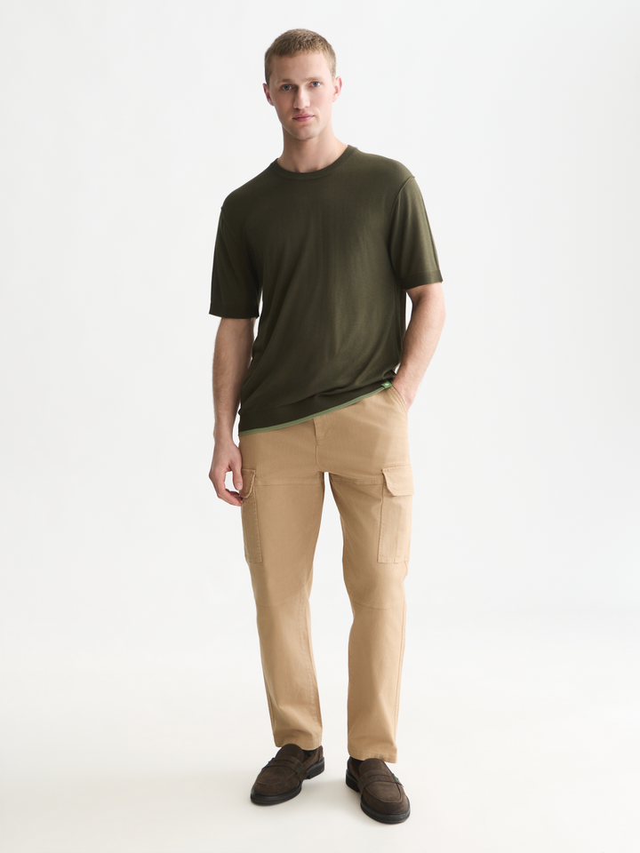 Knitted wool-blend relaxed-fit T-shirt