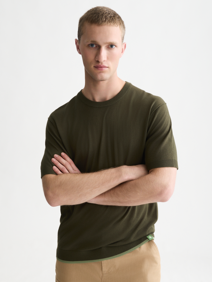 Knitted wool-blend relaxed-fit T-shirt