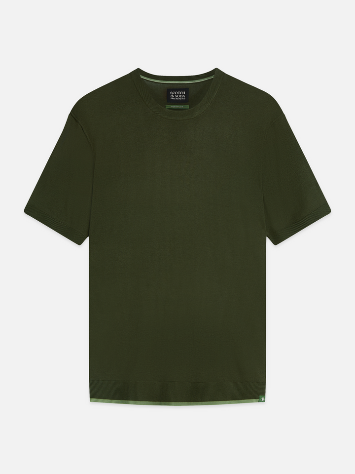 Knitted wool-blend relaxed-fit T-shirt