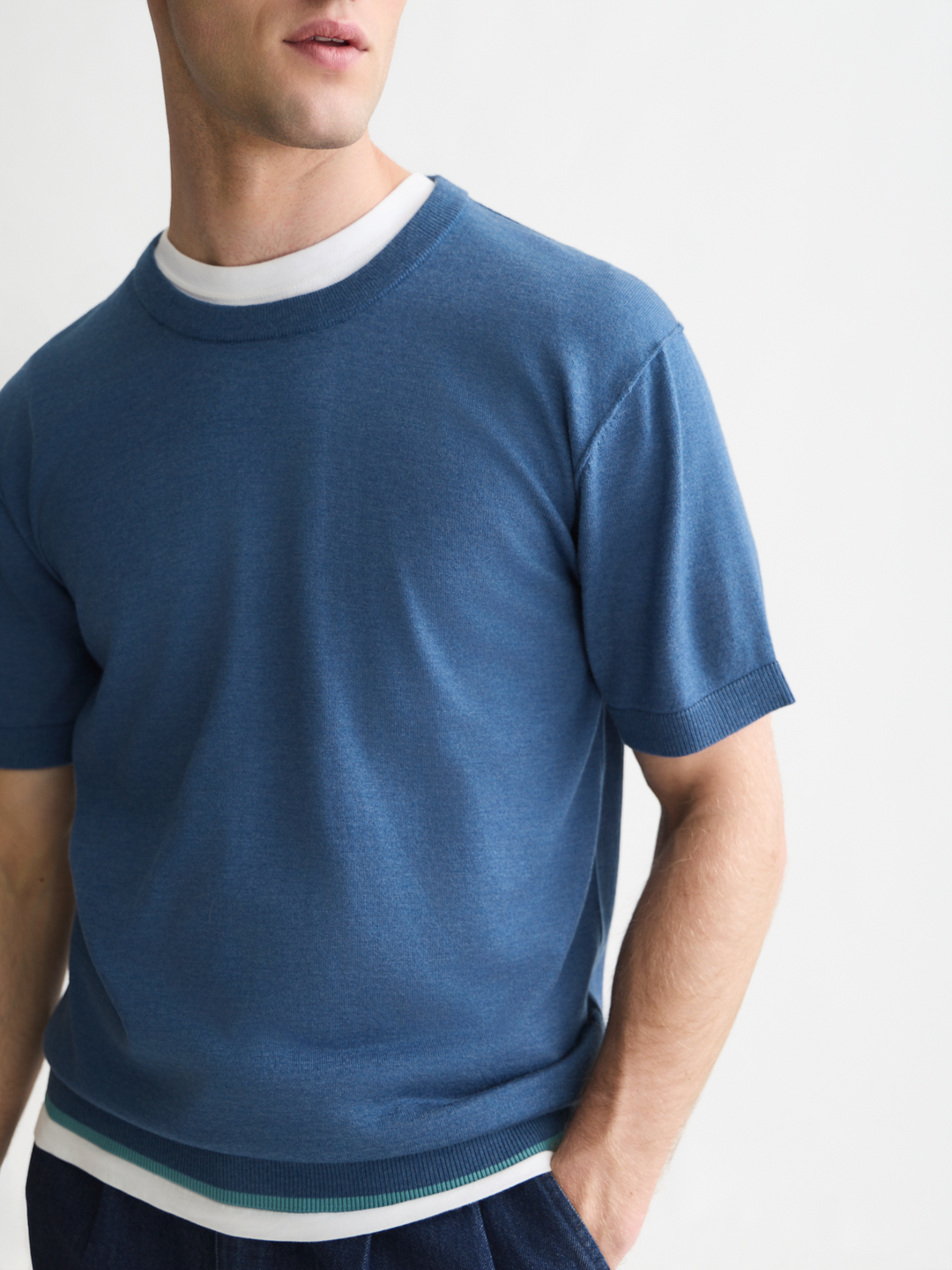 Knitted wool-blend relaxed-fit T-shirt