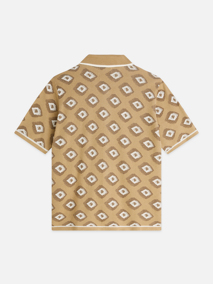 Jacquard knitted short sleeved shirt
