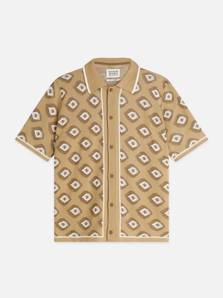 Jacquard knitted short sleeved shirt
