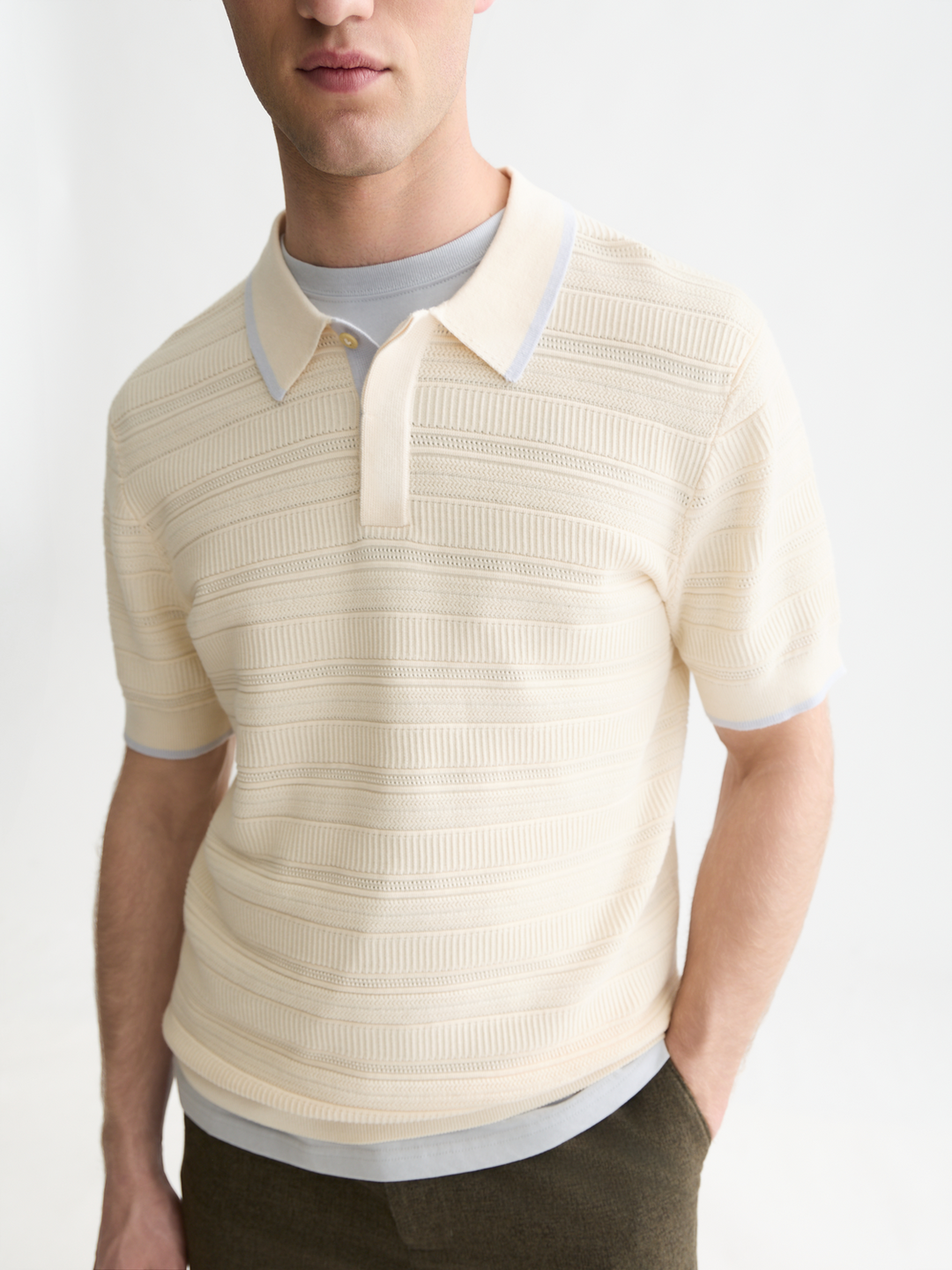 Structured knitted regular-fit polo