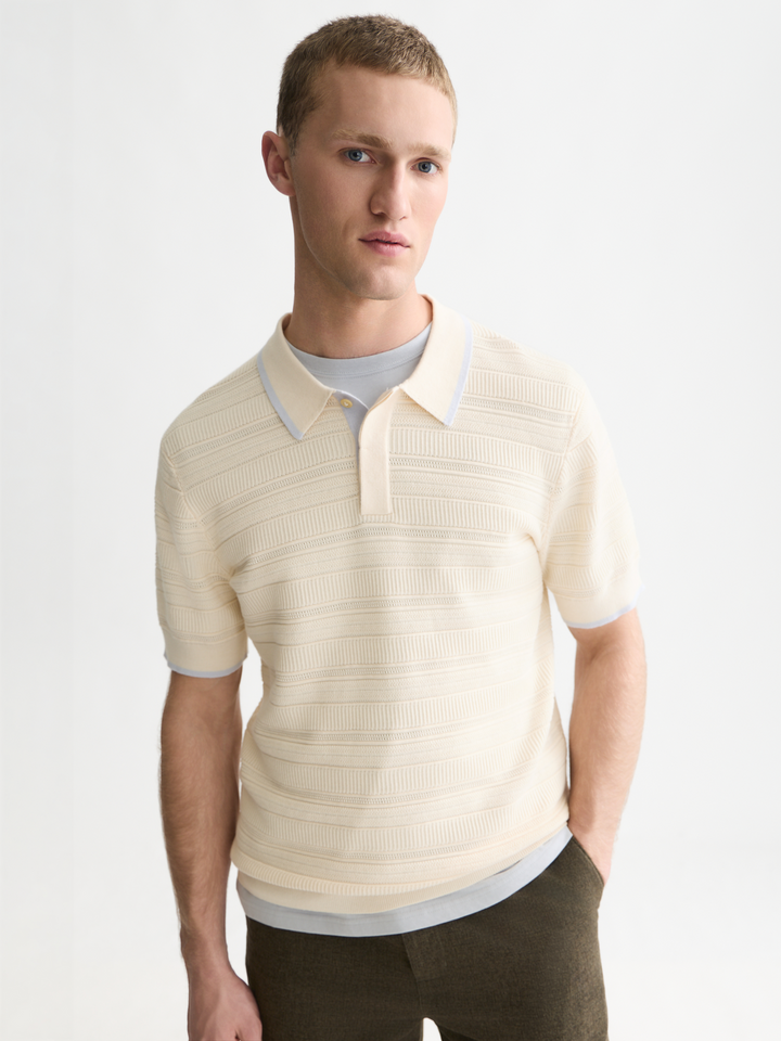 Structured knitted regular-fit polo