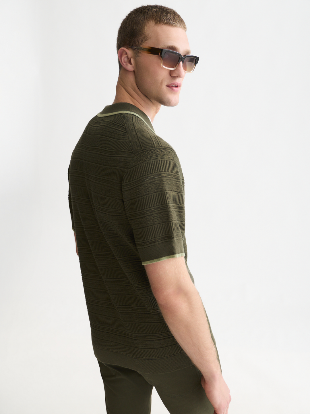 Structured knitted regular-fit polo