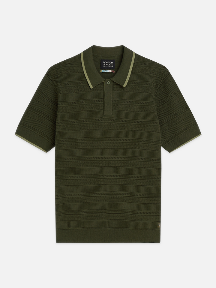 Structured knitted regular-fit polo