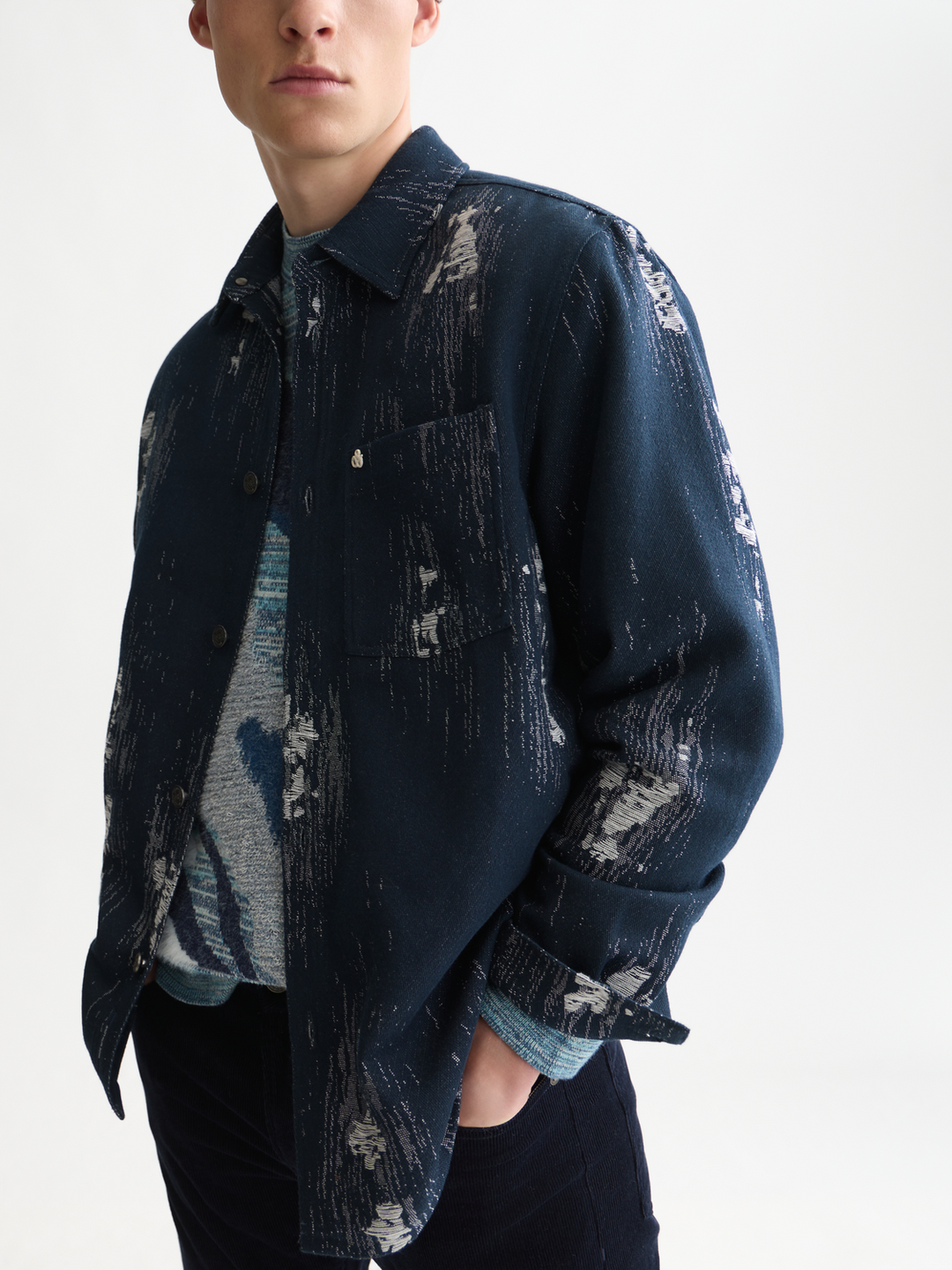 Jacquard relaxed-fit overshirt