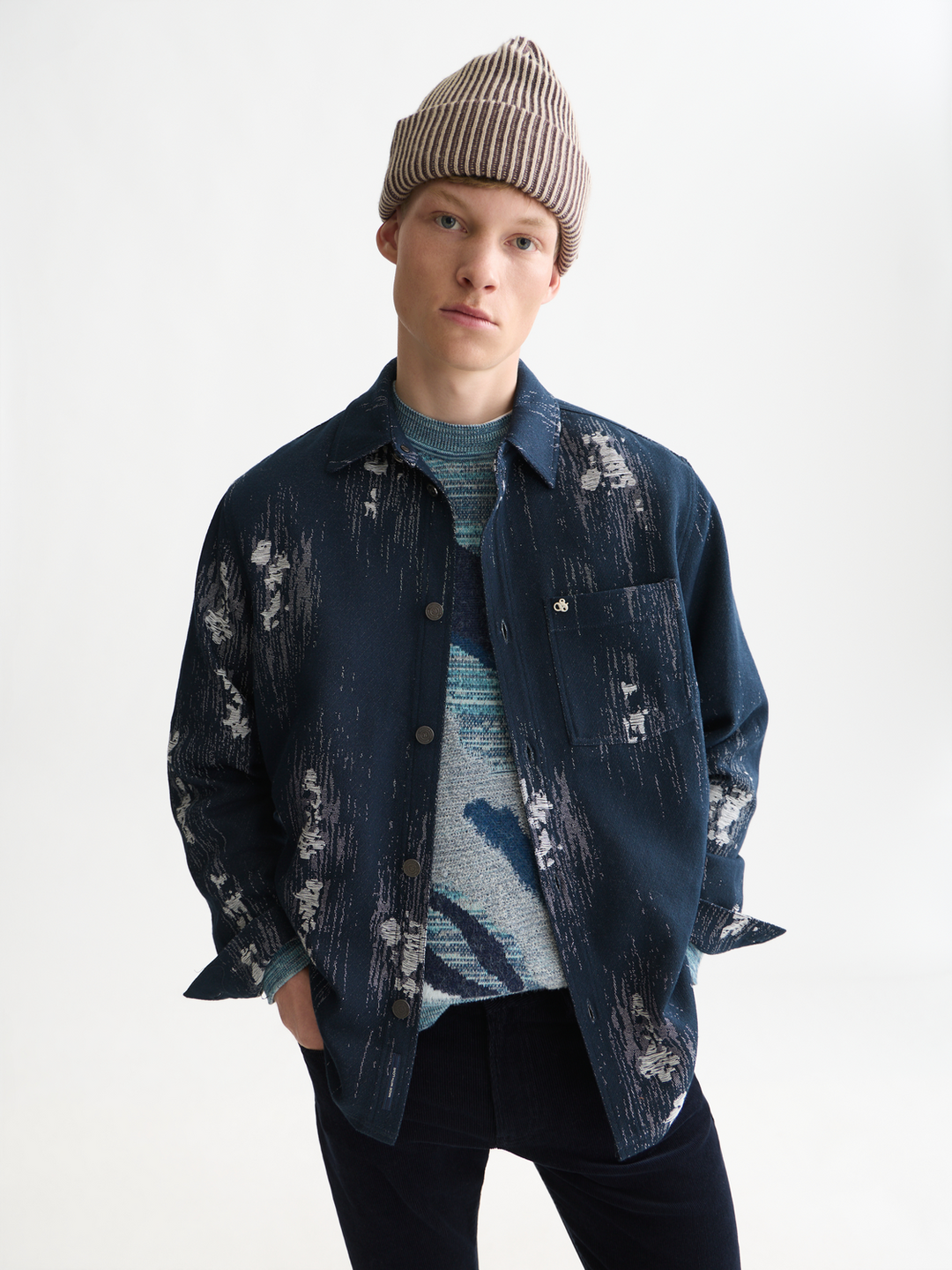Jacquard relaxed-fit overshirt