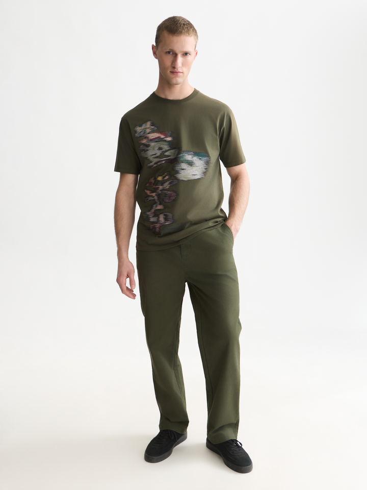 Embroidery placed artwork loose-fit T-shirt