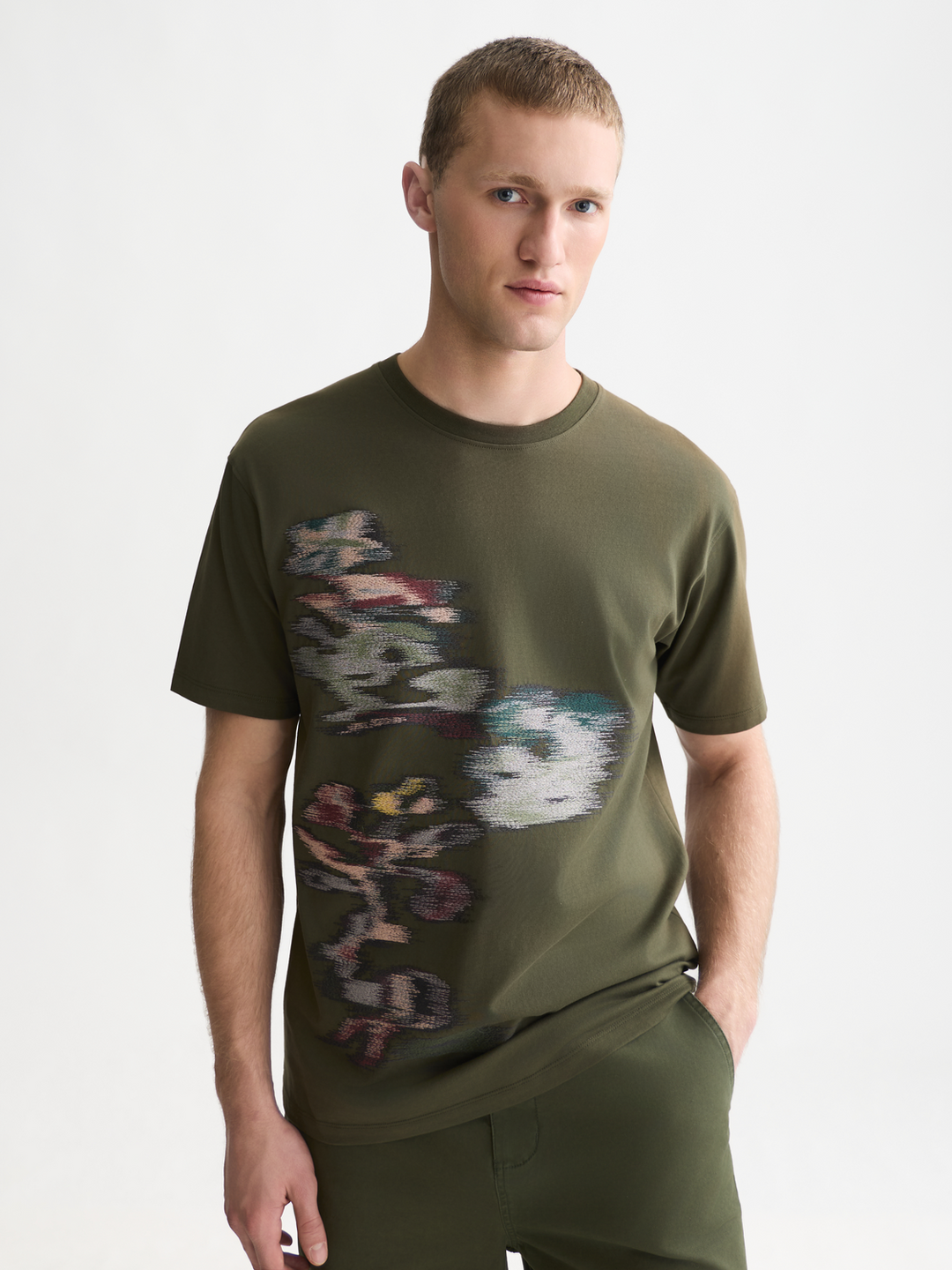 Embroidery placed artwork loose-fit T-shirt