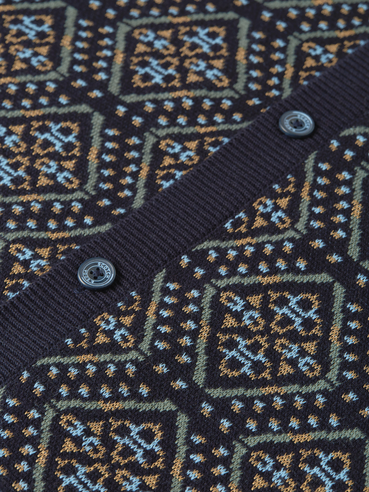 Jacquard knitted short sleeved shirt