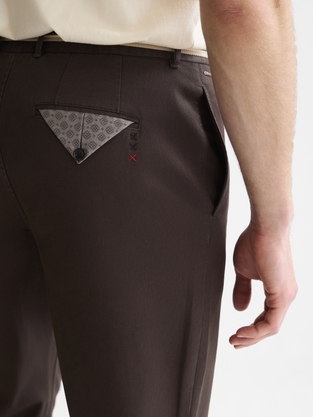 Warren cotton-blend twill belted chino