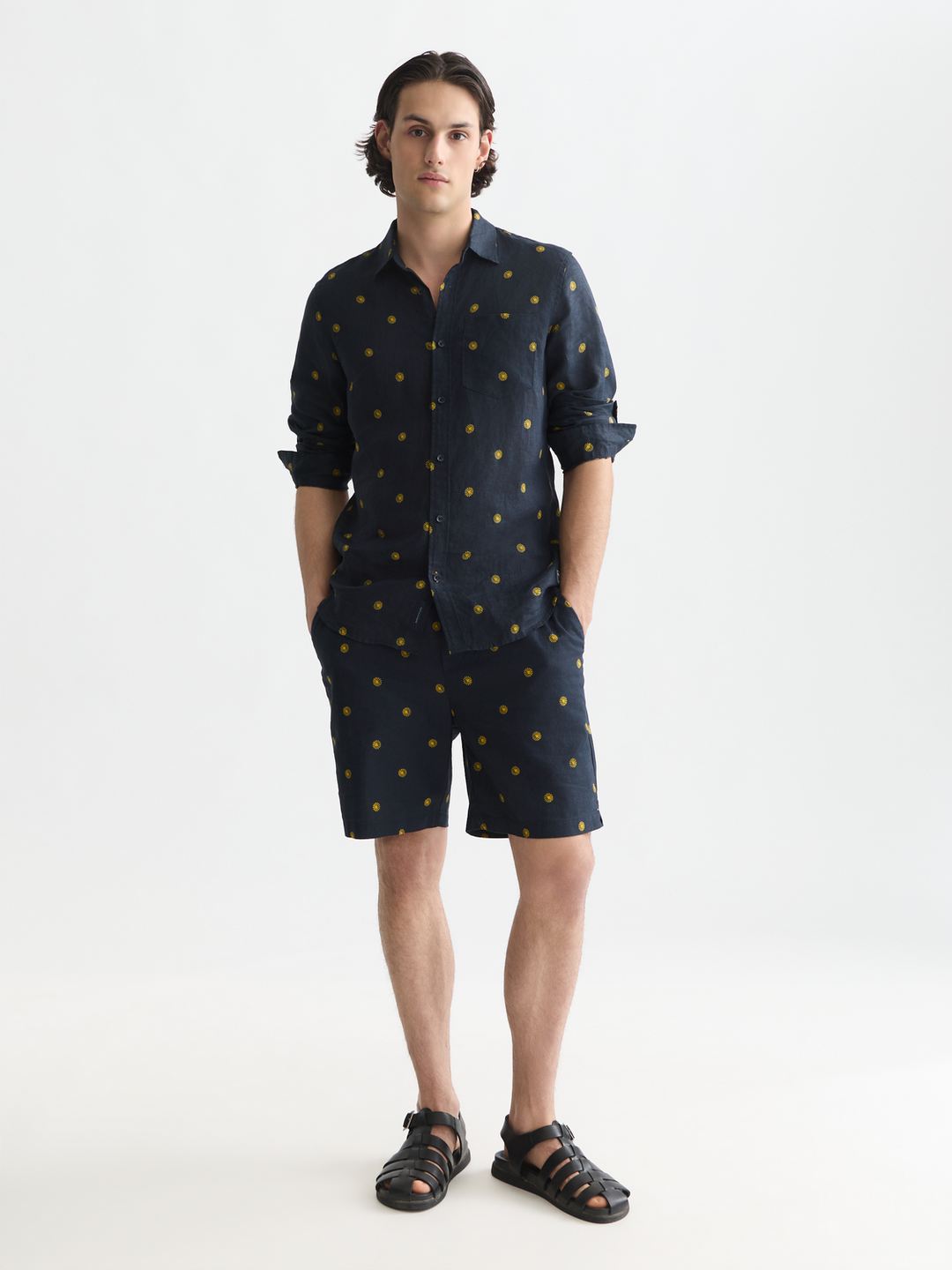 Linen printed regular-fit shirt
