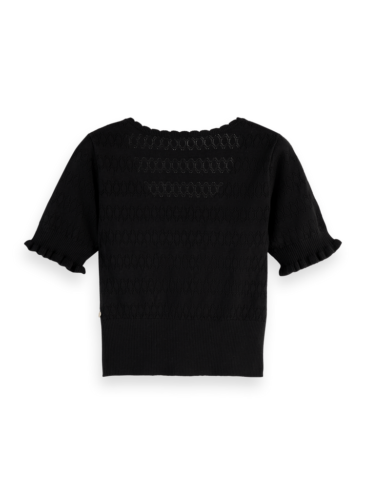 Pointelle stitch knitted tee