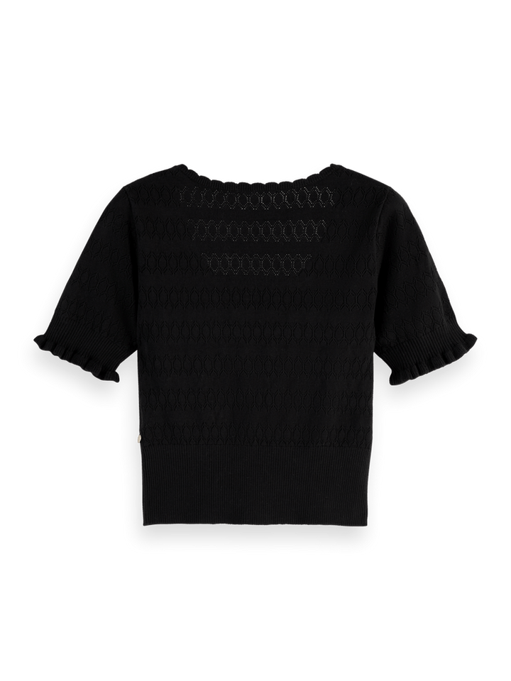 Pointelle stitch knitted tee