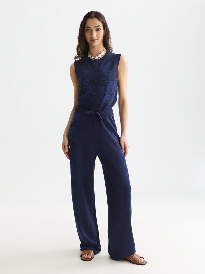 Jacquard knitted relaxed-fit spencer