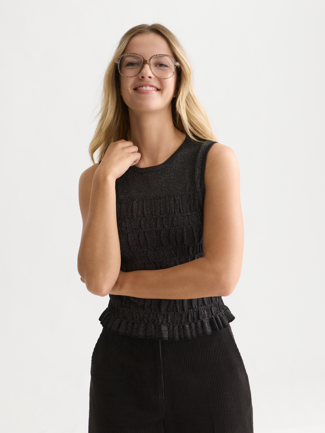 Smock stitch knitted tank