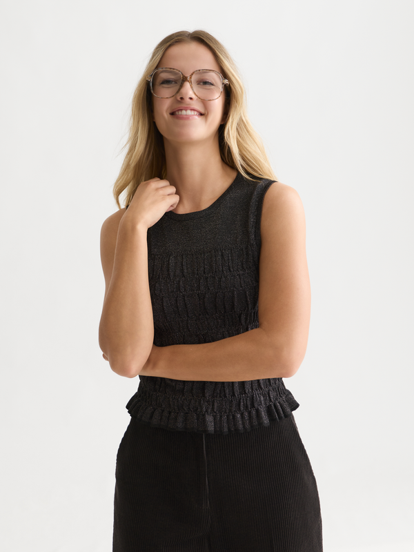 Smock stitch knitted tank