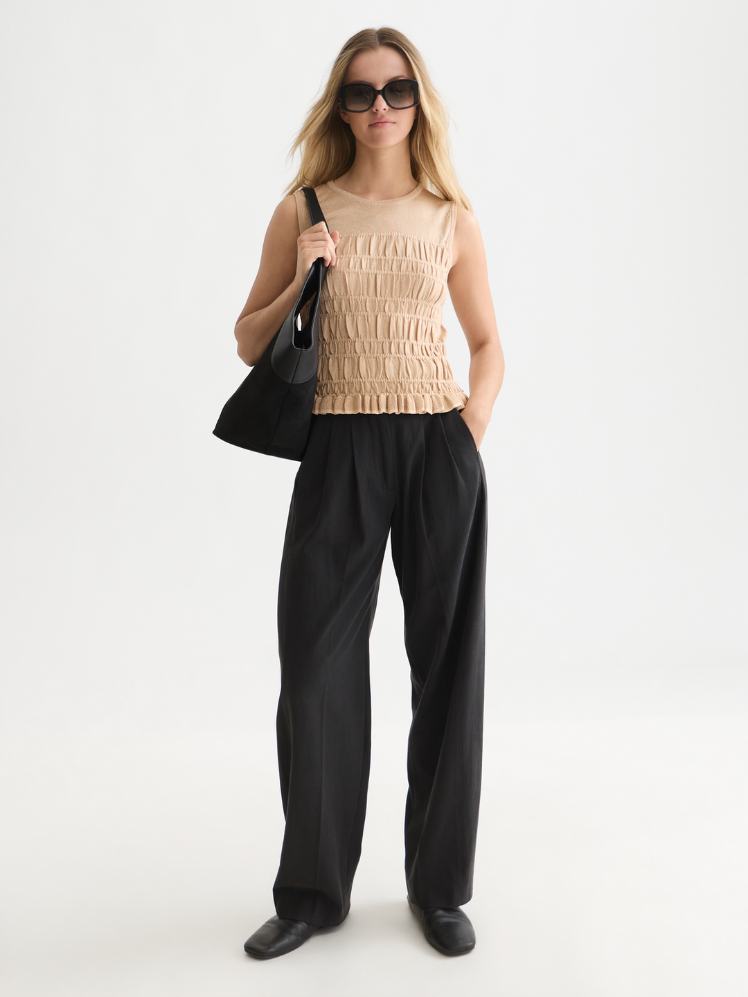 Smock stitch knitted tank