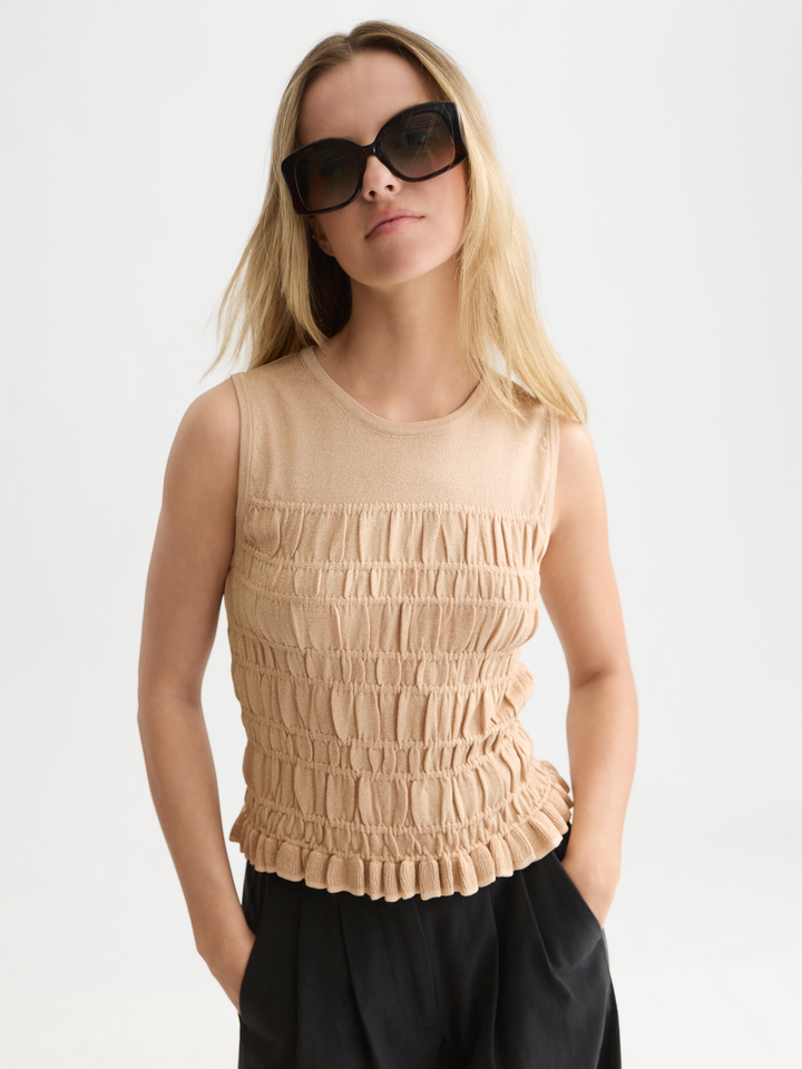 Smock stitch knitted tank