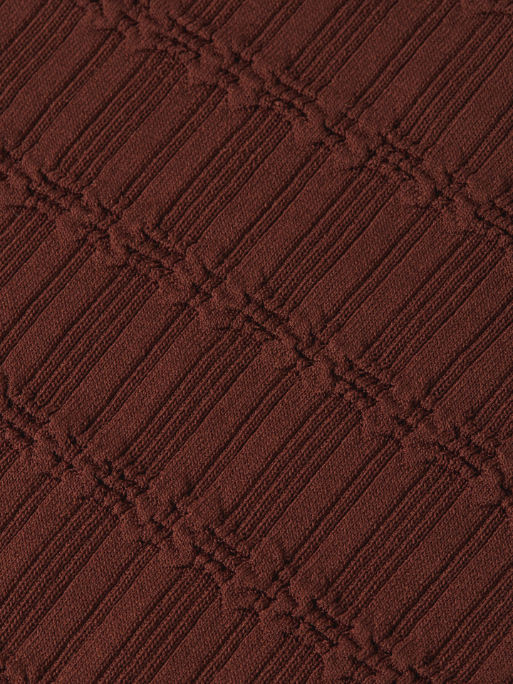 Ripple stitch polo-neck pullover