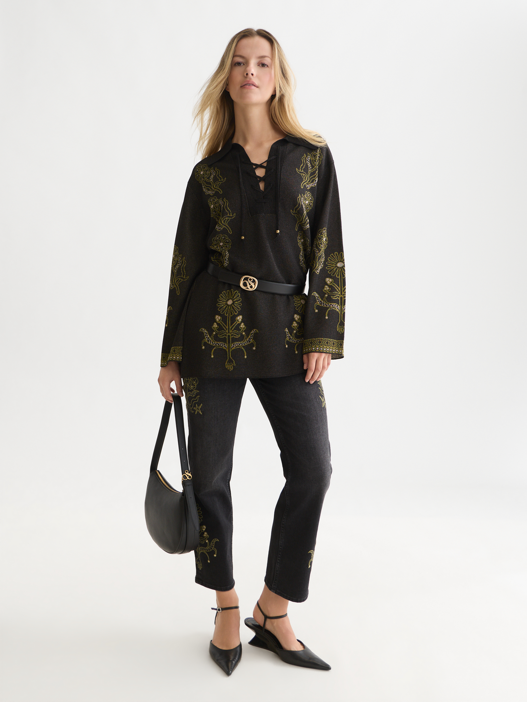 Jacquard knitted tunic